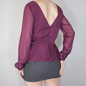 ASTR Button Back Peplum Blouse